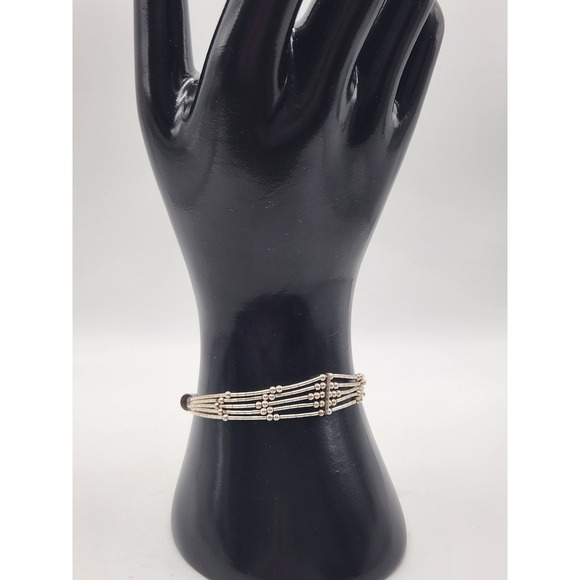 Vintage Liquid Silver 5 Strand Heishi Bead Bracelet Sterling Silver 6.25 Inch